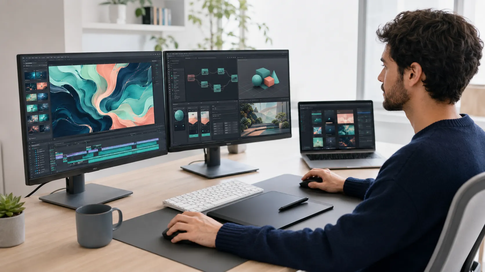 AI creators refining a creative project through collaborative review